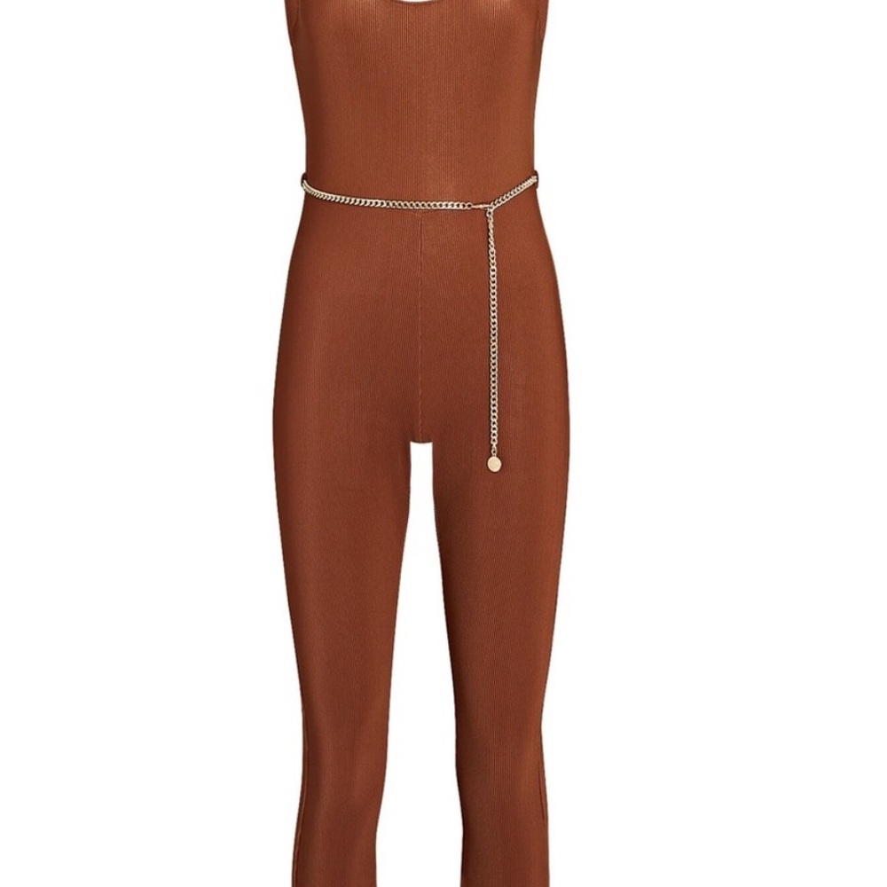 Elegant Brown Jumpsuit with Chain Detail